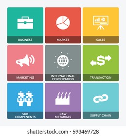 B2B BUSINESS TO BUSINESS ICON SET