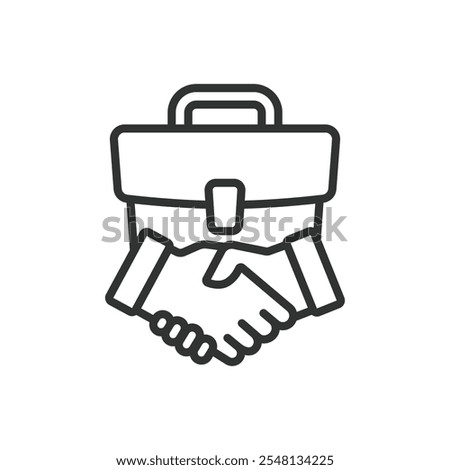 B2B deal, icon in line design. B2B, deal, transaction, partnership, agreement, negotiation, commerce on white background vector. B2B deal editable stroke icon
