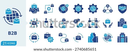 b2b flat icon pack collection of business, management, corporate, company, collaboration, partnership, communication, entrepreneur, teamwork, internet icon