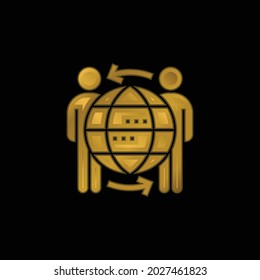 B2b gold plated metalic icon or logo vector