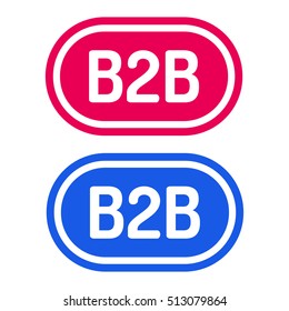 B2B icon, badge set. Flat vector illustration on white background. Can be used for business concept.