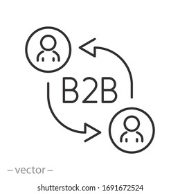 B2B icon, business enterprise, amendment employee direction, marketing company, partnership teamwork, thin line web symbol on white background - editable stroke vector illustration eps10