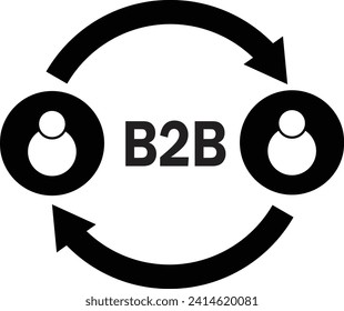 b2b icon. business enterprise sign. marketing company symbol. partnership teamwork logo. flat style.