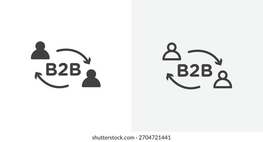 B2B icon. collection of editable stroke line and solid flat styles.