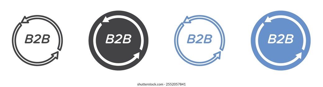 B2B icon flat line symbol set.