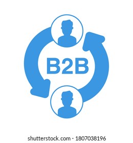 b2b icon isolated on white background.Business-to-business.  Communication marketing symbol. Vector flat illustration.