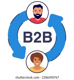 B2b icon isolated on white background vector illustration. Business to business.Communication between two people. Marketing sign design concept.Isolated on white background.