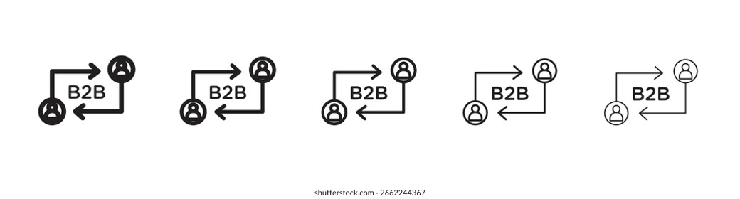 Silhueta isolada do ícone B2B no fundo branco. Ilustração vetorial.