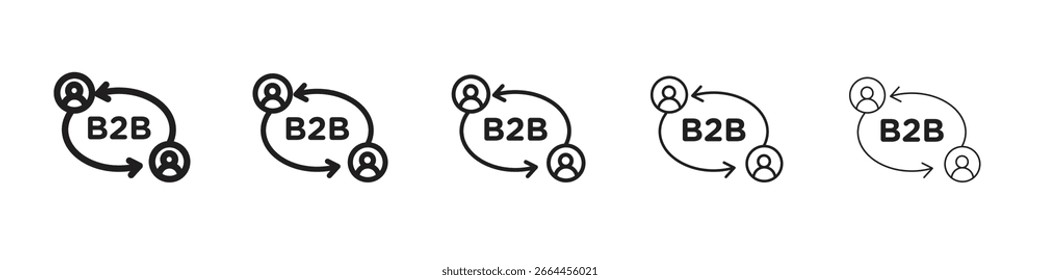 B2B icon line art vector collection on white background