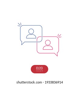 Icono de B2B sobre fondo blanco. El concepto de negocio a negocio. Estrategia de marketing. Vector