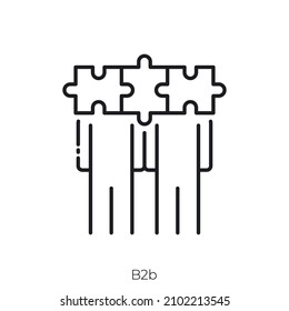 icono b2b. Diseño de icono de estilo de esquema aislado en fondo blanco