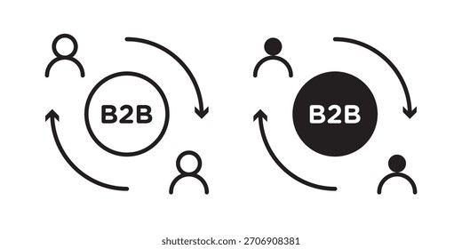 B2B icon, outline style icon for web site or mobile app, vector graphics