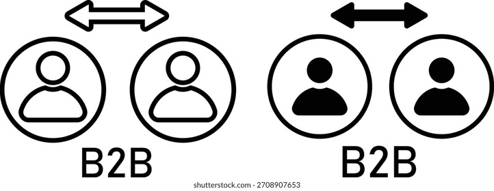 Conjunto de iconos B2B. Iconos de la red empresarial. Iconos de negocio a negocio. Corporativas iconos de redes. Diseño gráfico de colaboración Corporativa
