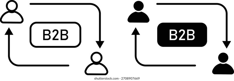 Conjunto de iconos B2B. Iconos de la red empresarial. Iconos de negocio a negocio. Corporativas iconos de redes. Diseño gráfico de colaboración Corporativa
