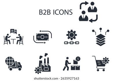 b2b icon set.vector.Editable stroke.linear style sign for use web design,logo.Symbol illustration.