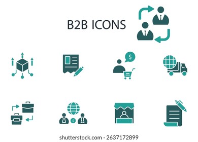 b2b icon set.vector.Editable stroke.linear style sign for use web design,logo.Symbol illustration.
