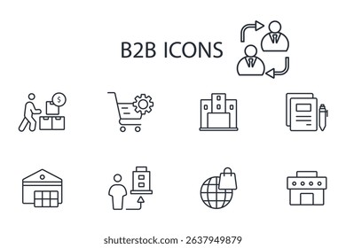b2b icon set.vector.Editable stroke.linear style sign for use web design,logo.Symbol illustration.