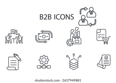 b2b icon set.vector.Editable stroke.linear style sign for use web design,logo.Symbol illustration.