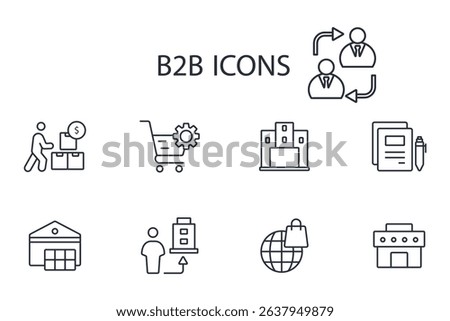 b2b icon set.vector.Editable stroke.linear style sign for use web design,logo.Symbol illustration.