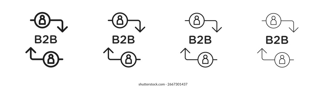 B2B icono simple paquete de Vectores negros. Elemento de infografía de diseño