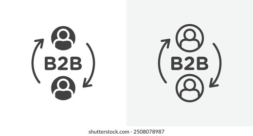 B2B icon in solid and outlined style