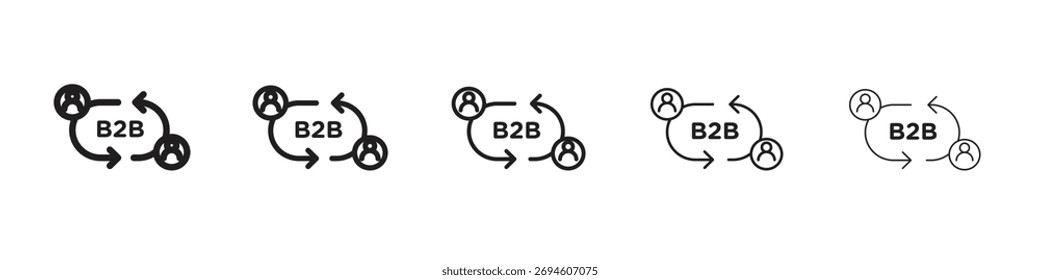 B2B icon symbols set. Editable stroke collection.