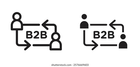 B2B icons in outline and stroke versions