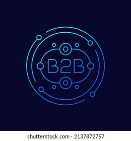 B2B line icon, Business to business concept