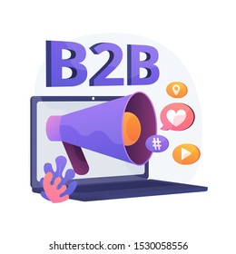 B2B marketing. Business collaboration, SMM, Internet notification. Online promotional campaign flat design element. Social media network ads. Vector isolated concept metaphor illustration