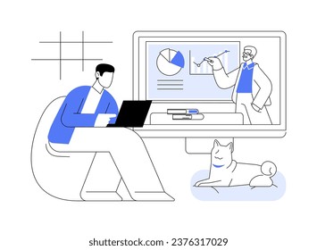 B2B marketing isolated cartoon vector illustrations. Student having video call with his college teacher, business analysis, online degree, distance learning, virtual education vector cartoon.