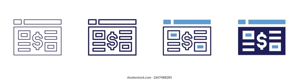 B2B marketplace icon in 4 different styles. Thin Line, Line, Bold Line, Duotone. Duotone style. Editable stroke.