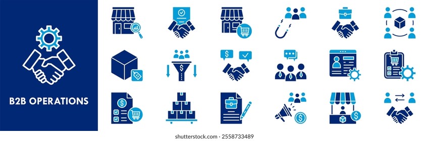 B2B Operations icon collection set. Containing design b2b, management, operations, strategy, marketing, business