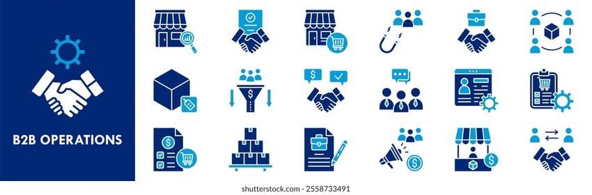 B2B Operations icon collection set. Containing design b2b, management, operations, strategy, marketing, business