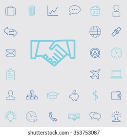 B2B outline, thin, flat, digital icon set for web and mobile