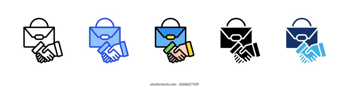 Colección de íconos de asociación B2B con múltiples estilos
