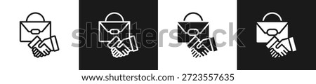 B2B Partnership Line N Glyph Icon Style In White And Black Background