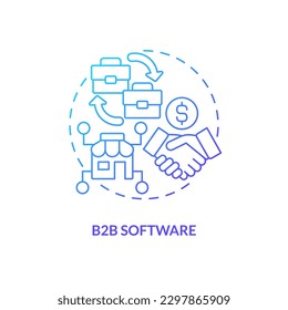 B2B software blue gradient concept icon. Business processes digitization. Best startup industry abstract idea thin line illustration. Isolated outline drawing. Myriad Pro-Bold font used