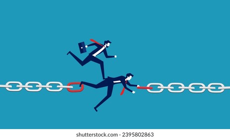 B2B solutions, business connections. Selfless businessman connecting chains together