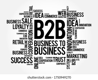 B2B stands for business-to-business - it refers to transactions, dealings, or relationships between two businesses, word cloud concept background