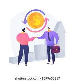 B2b strategy. Commercial transaction. Partner agreement, partnership arrangement, successful collaboration. Businessmen shaking hands cartoon characters. Vector isolated concept metaphor illustration