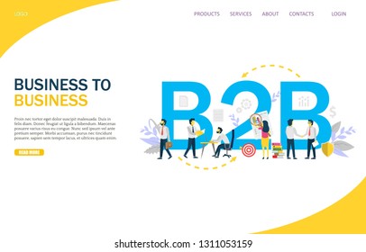 B2B vector website template, web page and landing page design for website and mobile site development. Business to business concept.