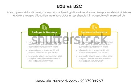 b2b vs b2c difference comparison or versus concept for infographic template banner with outline box table with header with two point list information