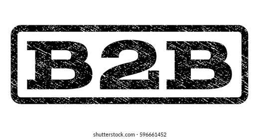 B2B watermark stamp. Text tag inside rounded rectangle frame with grunge design style. Rubber seal stamp with scratched texture. Vector black ink imprint on a white background.