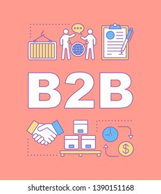 B2B word concepts banner. Commerce with sale for business. Cooperation with legal entities. Presentation, website. Isolated lettering typography idea with linear icons. Vector outline illustration