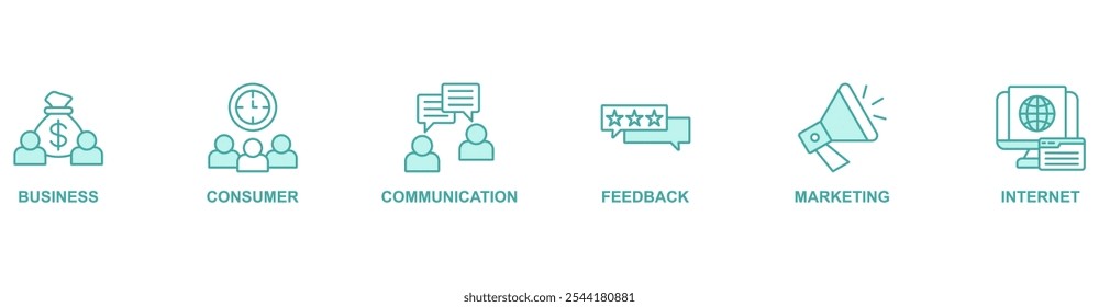 B2C banner web icon vector illustration concept with icon of business, consumer, communication, feedback, marketing, internet
