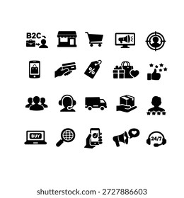 B2C Business to Consumer Icon Set
