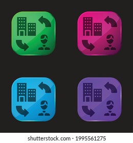 B2c four color glass button icon