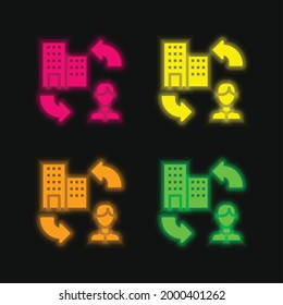 Icono de vector de neón brillante B2c de cuatro colores
