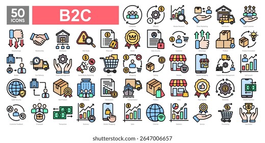 B2C icon collection set.Simple lineal color vector.