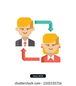 B2C icon. Digital Nomad Icons Collection. Icons included consulting, revenue, business development, referrals, start-up, freelancing, community, etc. EPS10